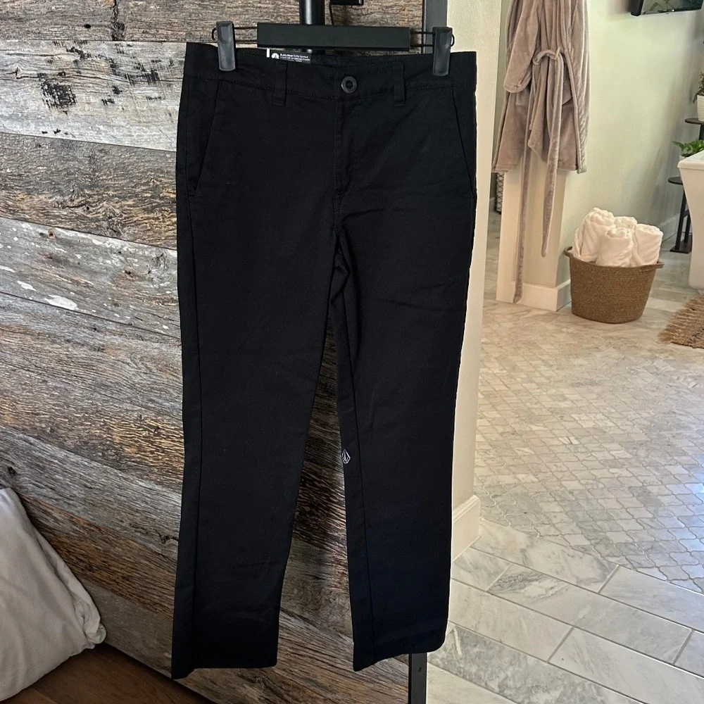 Volcom Frickin Modern Straight Chinos Black 14Y Youth Slim Straight Pants NWT